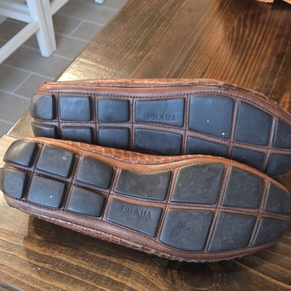 Prada Tan Crocodile Embossed Loafers Shoes Men\'s main image 5